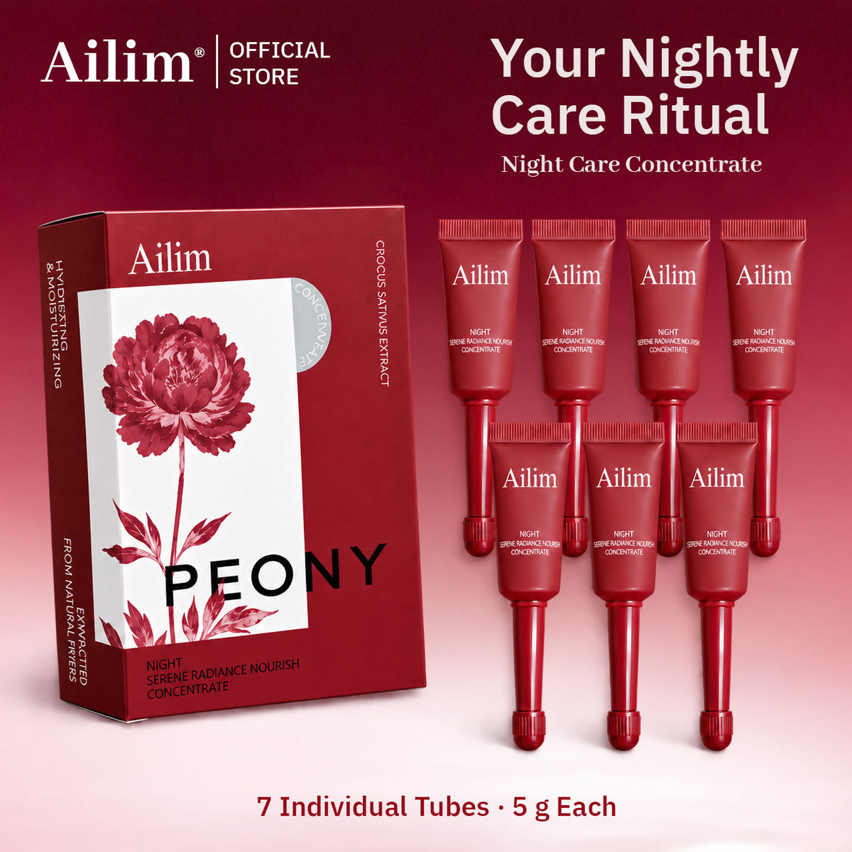 Ailim Peony intimate care box with seven individual applicator tubes, 5 g each.